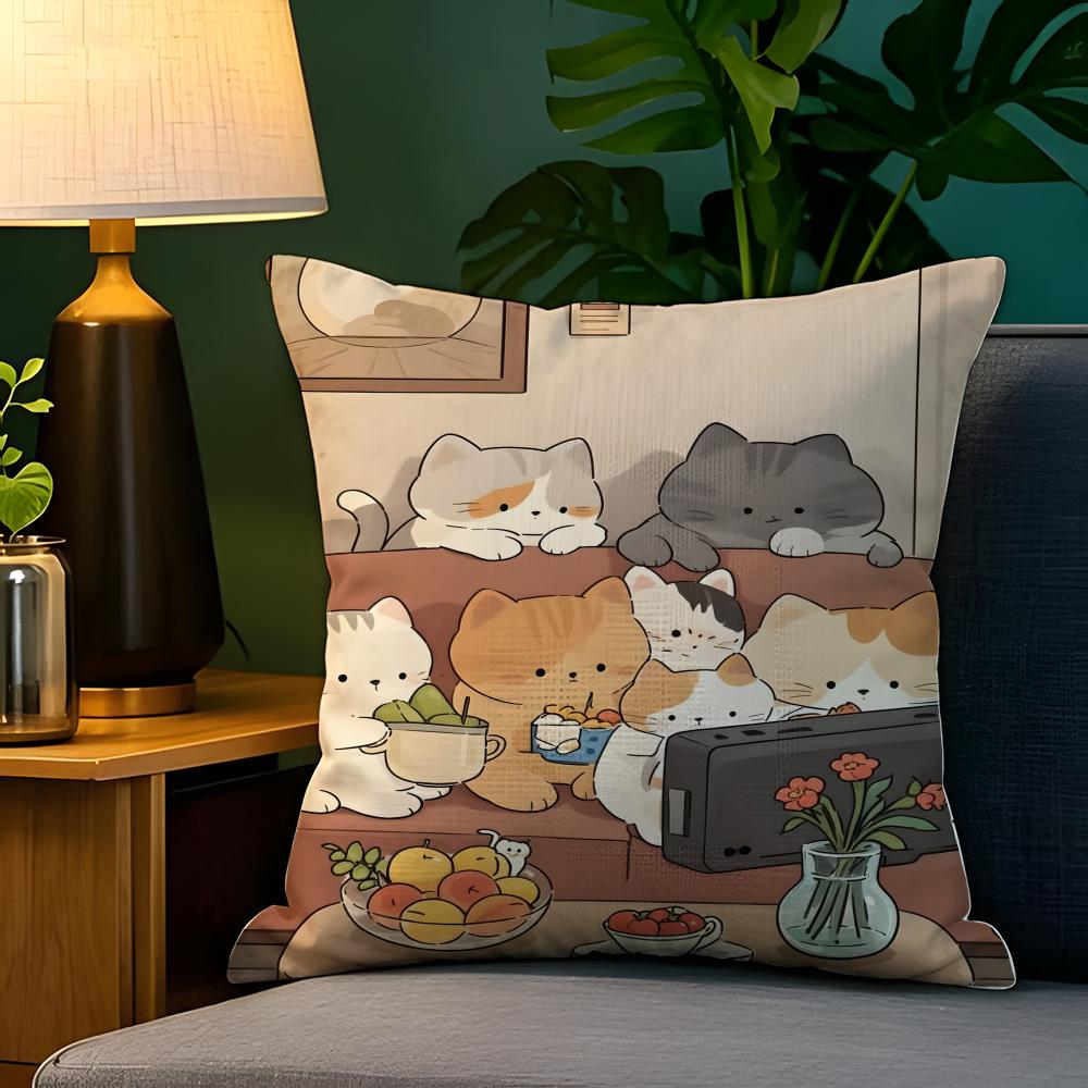 Cute cartoon animal girl decor Pillow Case Natural Linen Pillow Case DoubleSided Decor Sofa Pillowcase Home Decor