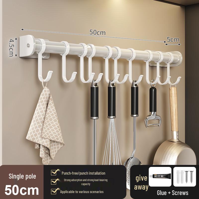 No-Drill Wall-Mounted Kitchen Storage Rack: Multifunctional Holder for Knives, Chopsticks, Pot Lids, and Seasoning Condiments