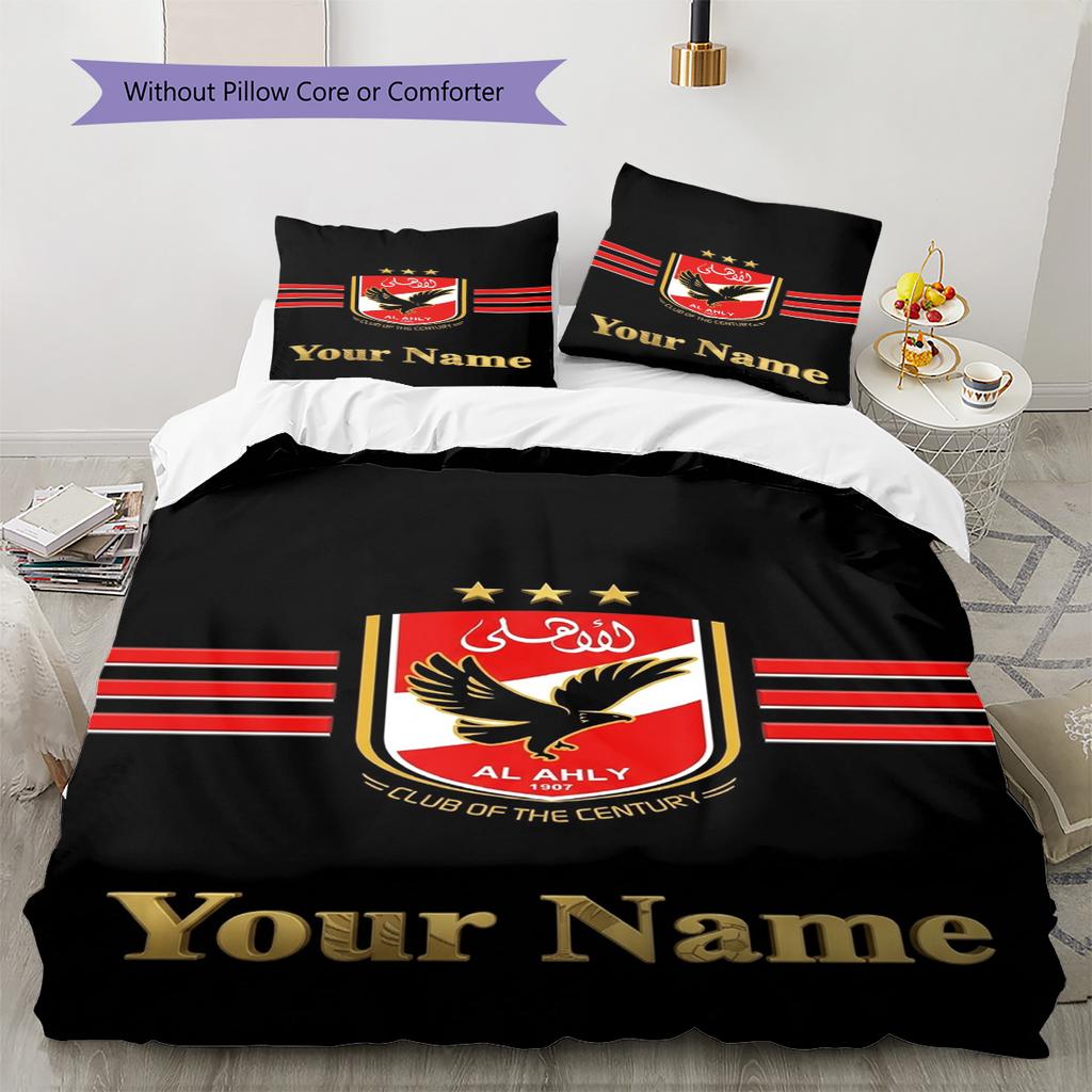 Name Custom Al Ahly Sporting Pattern Bedding Set Quilt Cover Pillowcase Home Decor Gift (1 * duvet cover + 2 * pillowcase, without core)