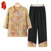 Women's Chinese Style Mid-Sleeve Summer Shirt Set