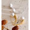 Yhpup Stainless Steel Simulated Pearls Geometric Elegant Daily Earrings Waterproof Fashion Korean Gold Platinum Color Jewelry