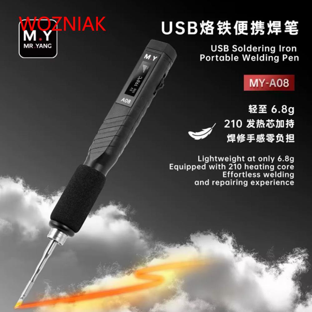 YCS MY-A08 Digital Soldering Iron Manual Tool Combination 5-20V Adjustable Temperature Type-C Electric Welding for Phone Repair