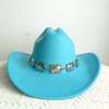 Double concave cowboy fedora western cowboy silver Ivory Silver Concho Chain Cowboy Hat wide brim riding hat cowboy hat