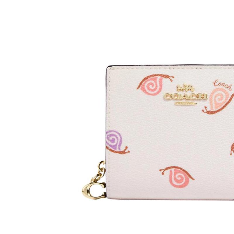 New COACH Snap Wallet Artificial Leather Card Holder, Wallet Regular Women's Chalk White C9913-IMCAH