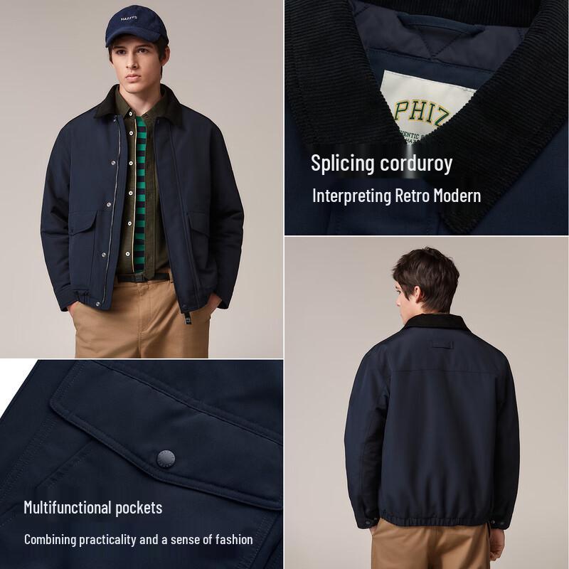 HAZZYS Men's PHIZ Series Corduroy Collar Padded Jacket