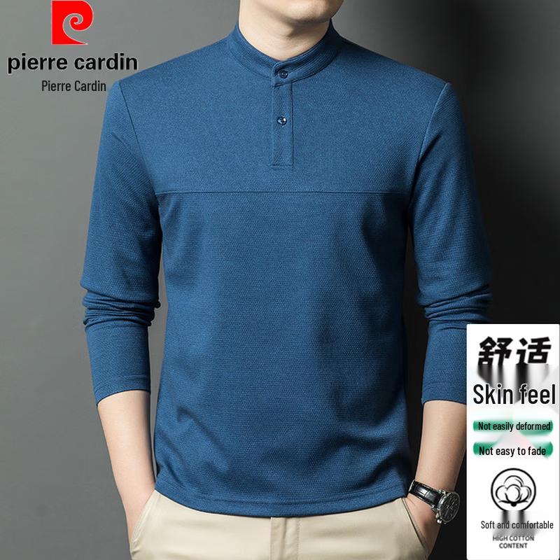 Pierre Cardin Men s Stand-Up Collar Cotton Blend Long Sleeve T-Shirt XL