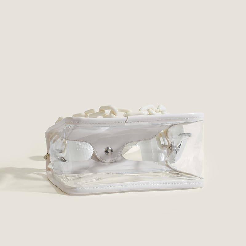 Harujio Clear Shoulder Summer Transparent Mini Clear Stylish Vinyl White Bag, Women's Bag, Bag, Small, Bag, Bag, Cute, Black, (Black)