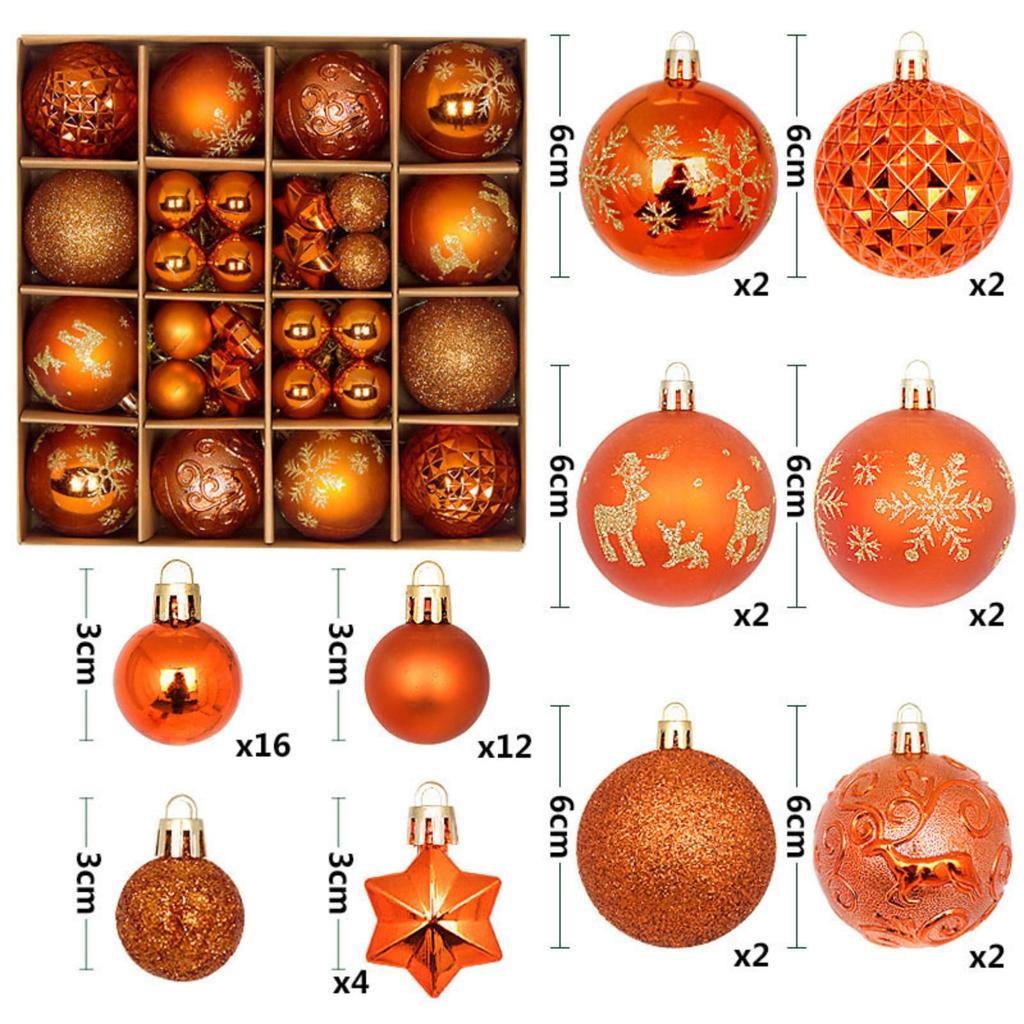 Christmas Balls 44pcs Painted Shaped Carton 3-6cm Set Christmas Decorations Electroplated Ball Hangings