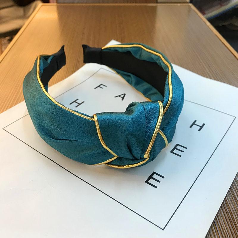 18K Gold Silk Knotted Headband Hairband High Quality Women Bright Satin Fabric Hairband Turban Knot Hair Accessories