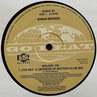 12inch Record SHEER BRONZE - Walkin' On GODX87 Go! Discs 1992 UK Dance & Electronica Used