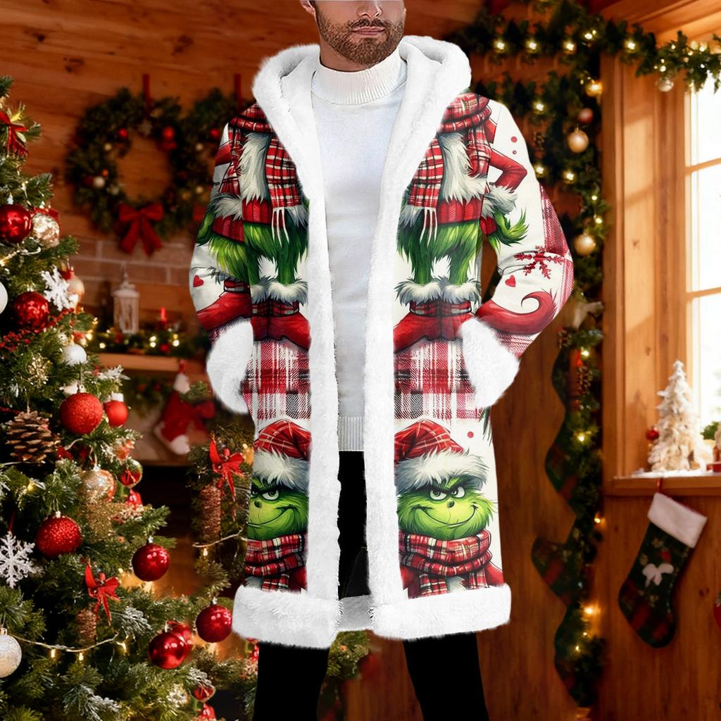 Men's  Hooded Hood Cardigan Long Keep Warm Coat