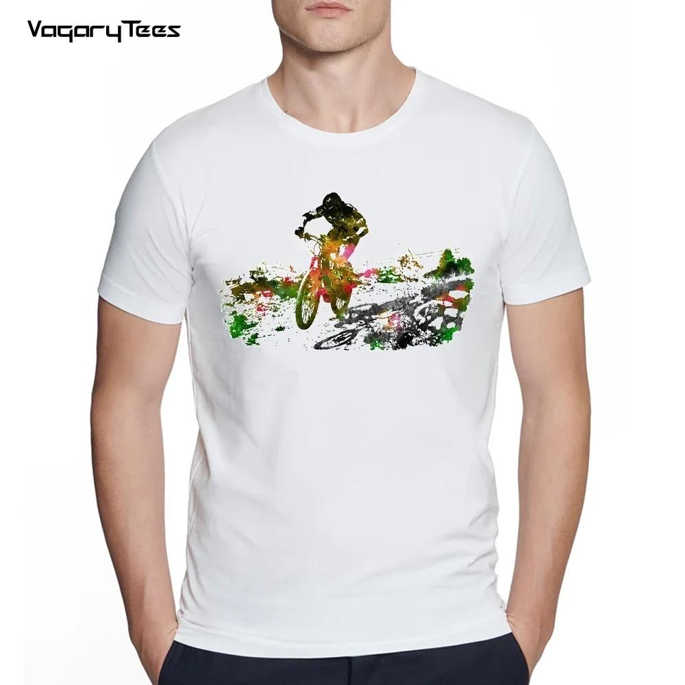 Summer Men T-shirt Downhill Biking Print Casual Heartbeat Stimulation Exercise Male Harajuku Tshirt  Men Clothing