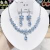 Trendy Zirconia Flower Necklace Earrings For Women Engagement Fashion Jewelry Set Bridal Wedding Chokers Party Accessories Gifts