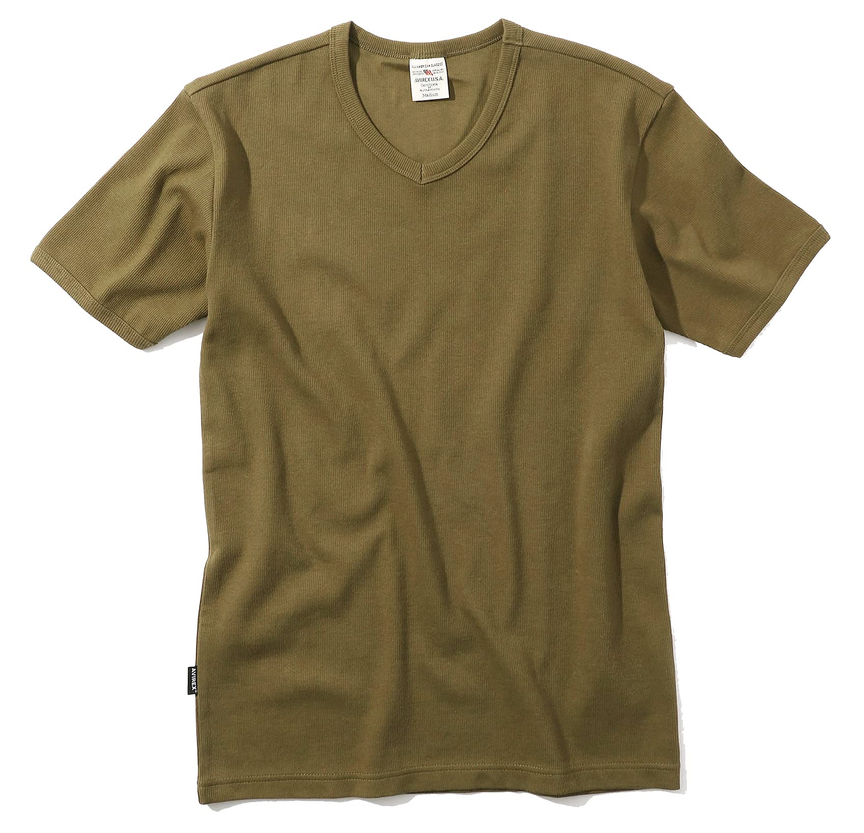 

Avirex Official Daily Rib V-Neck Tee, Men s XL, 075 Olive, Short Sleeve (Antibacterial, Anti-Odor), Size 6143501