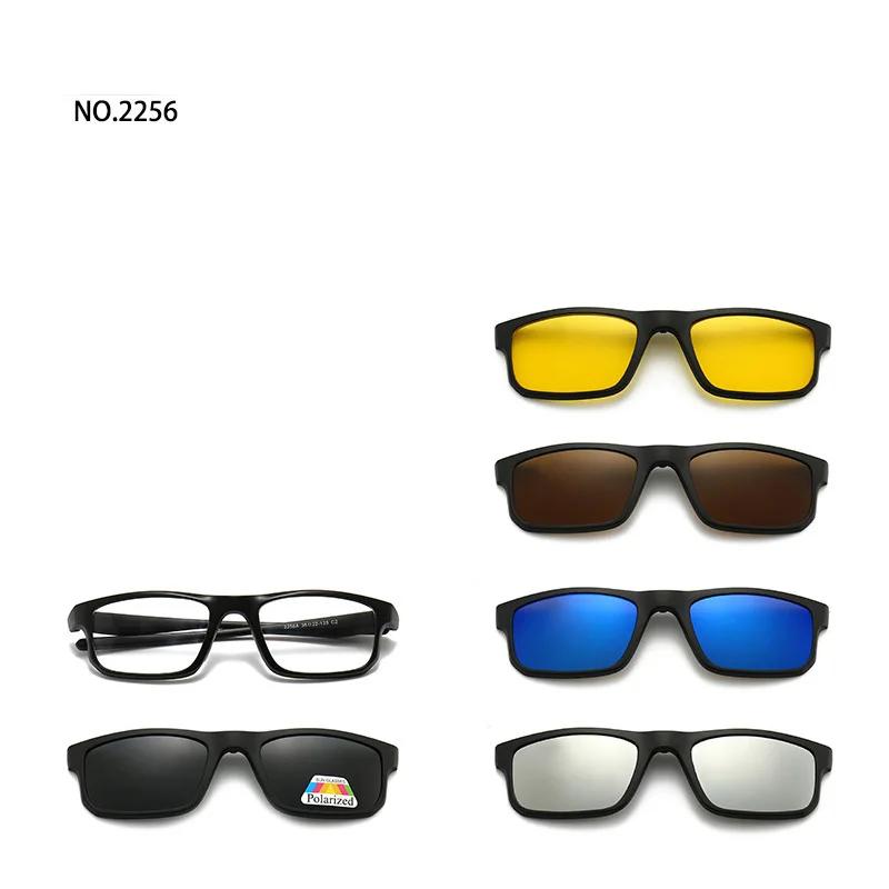 6 In 1 Magnetic Clip Sunglasses prescription Spectacles Men Women Polaroid Night Vision Lenses Glasses