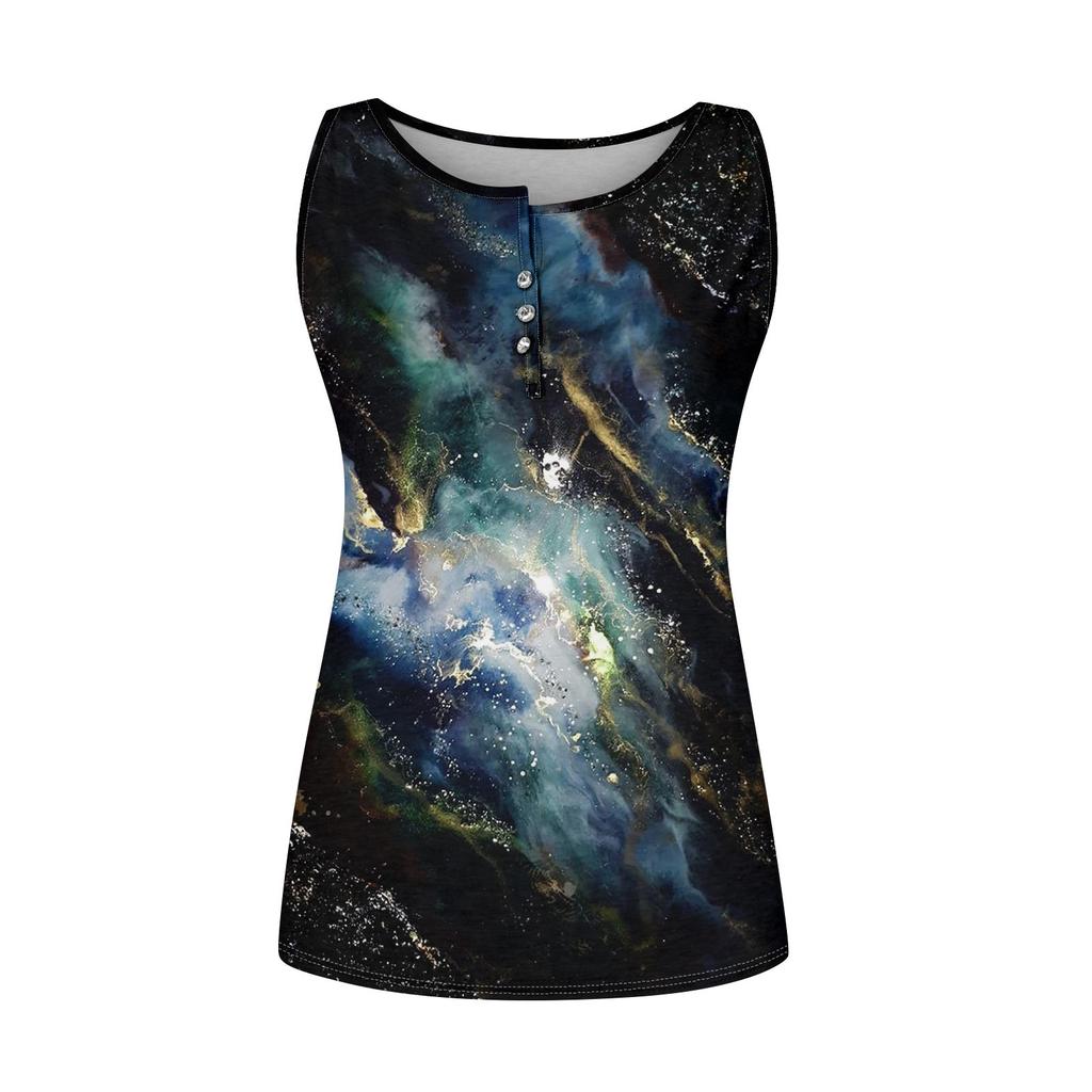 Dámské ležérní topy bez rukávů s potiskem a výstřihem do V