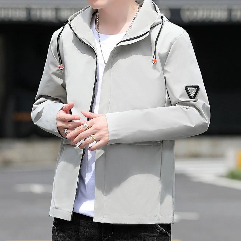 Bunda Plus Pánska bunda Jednofarebná s kapucňou Ležérna Slim fit