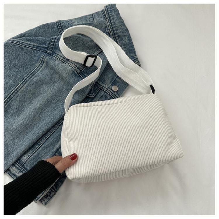 Contemporary Corduroy Sling Bag for Ladies Versatile Shoulder Bags with Zipper