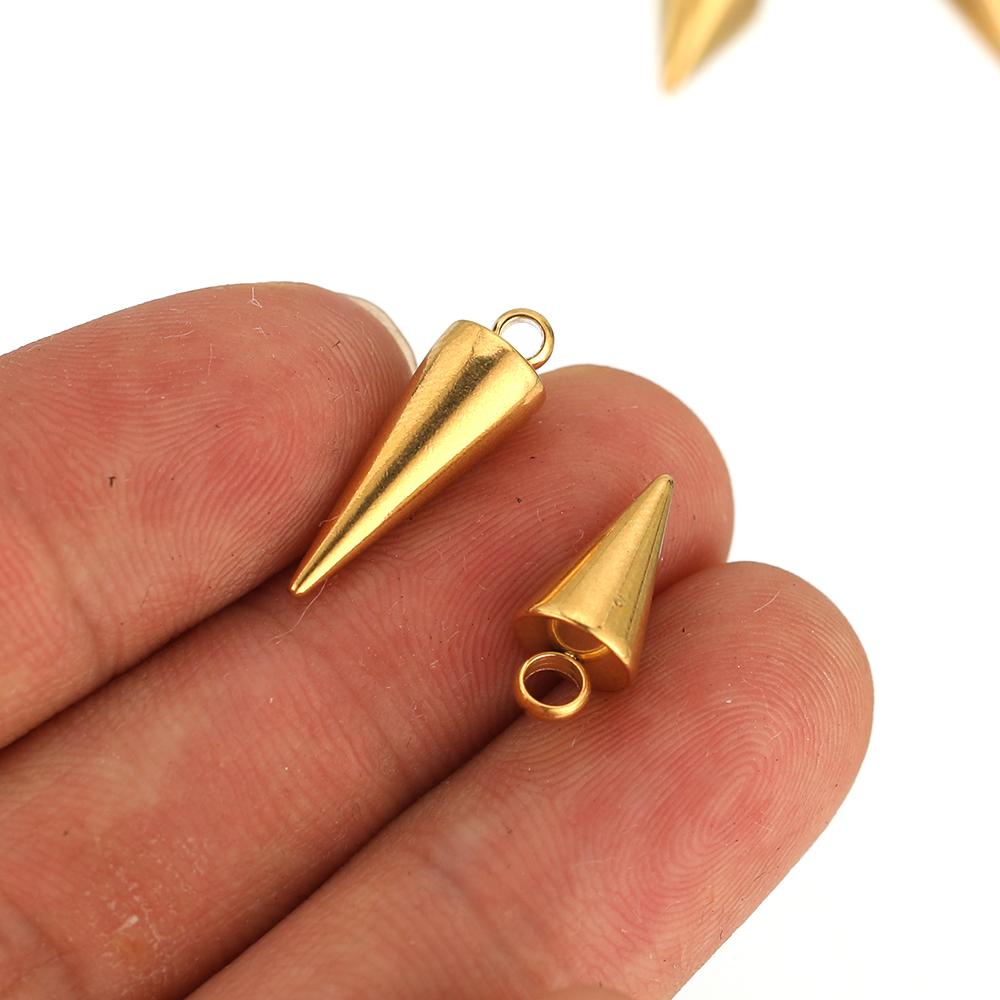 10pcs Gold Color Stainless Steel Circular Cone Charms DIY Jewelry Making Earrings Pendant Findings Handmade Bracelets Supplies