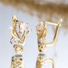 Luxury White Crystal Zircon Stone Hoop Earrings for Women Fashion Gold Color Wedding Jewelry