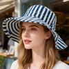 Wome's Spring Summer Striped Polka Dot Fruit Print Double-Sided Outdoor Sunshade Fisherman Hats Suitable for Outdoor Vacations Beach Travel
