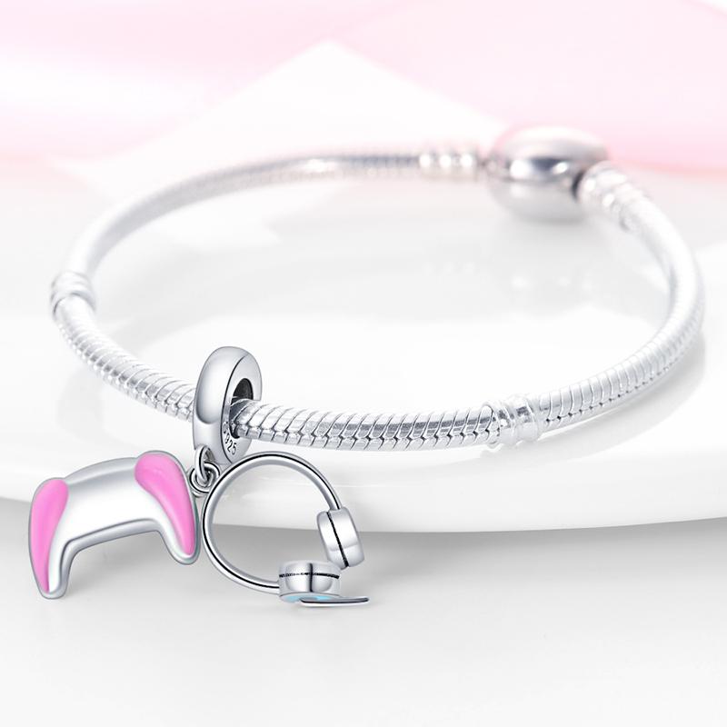 Charms Original Copper Pink Earphone Game Console Pendant Beads Fit Bracelet Diy Fine Gift Women Delicate Jewelry A