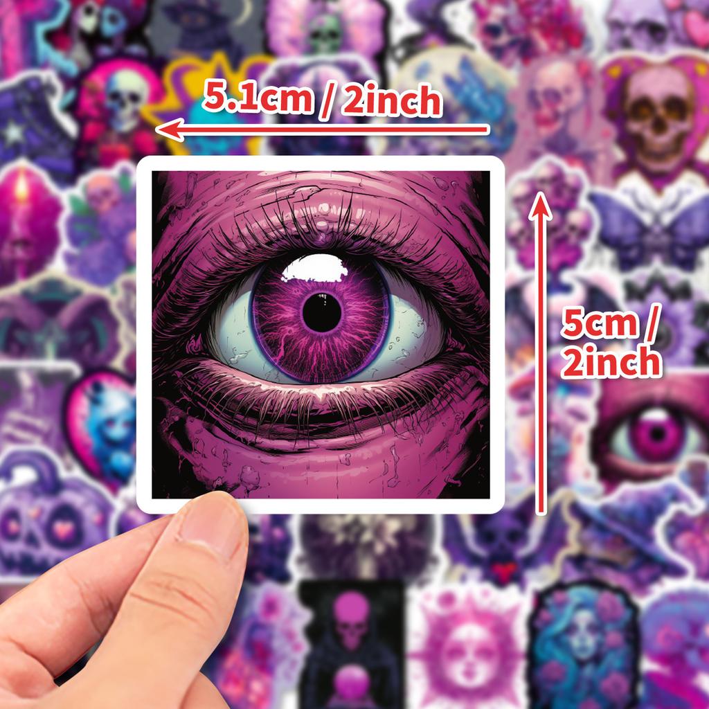 50 Gothic Sticker Cartoon Hand Notizen Persönlichkeit Horror Lila Skelett Halloween Thriller Dekorationsaufkleber Neuer Stil