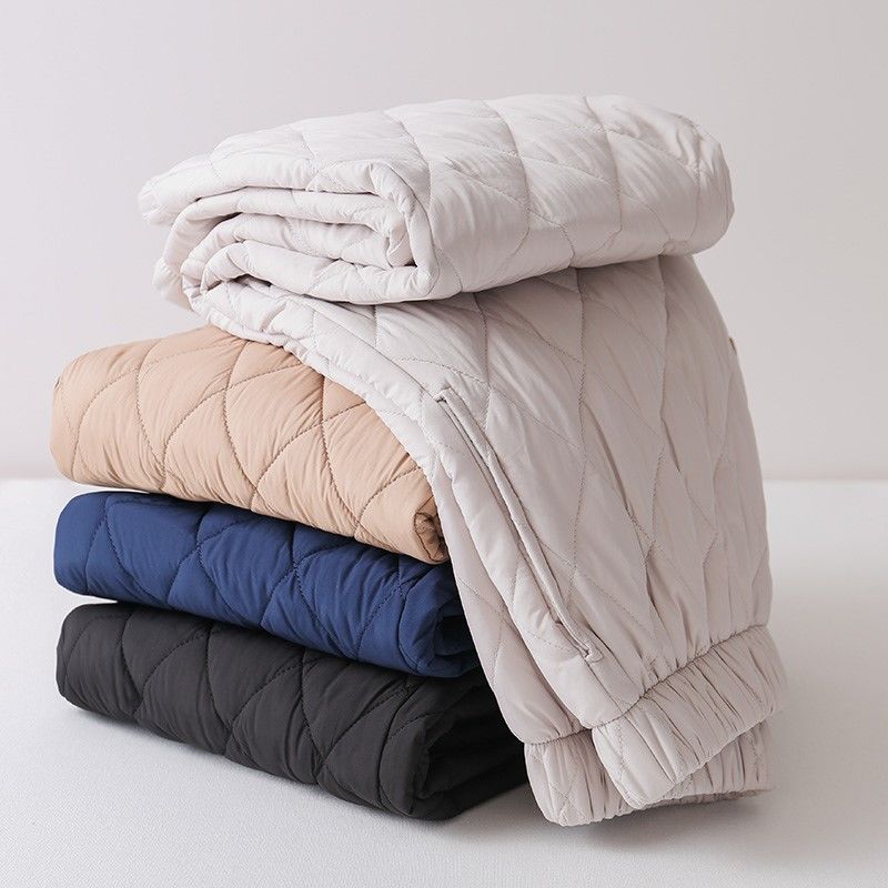 Women's Autumn Winter Wide Leg Down Cotton Pants Thickened Warm Casual Straight Trousers Plus Size Outside Wear Pants for Middle-aged and Elderly