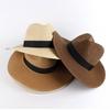 Unisex Summer Travel Straw Beach Fedora Hat with Sun Protection