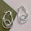 1Pair Sterling Silver Knot Hoop Earrings - Unique Twisted Line Design, Hypoallergenic Korean-Japanese Style, Fashion Jewelry Gifts for Daily Wear