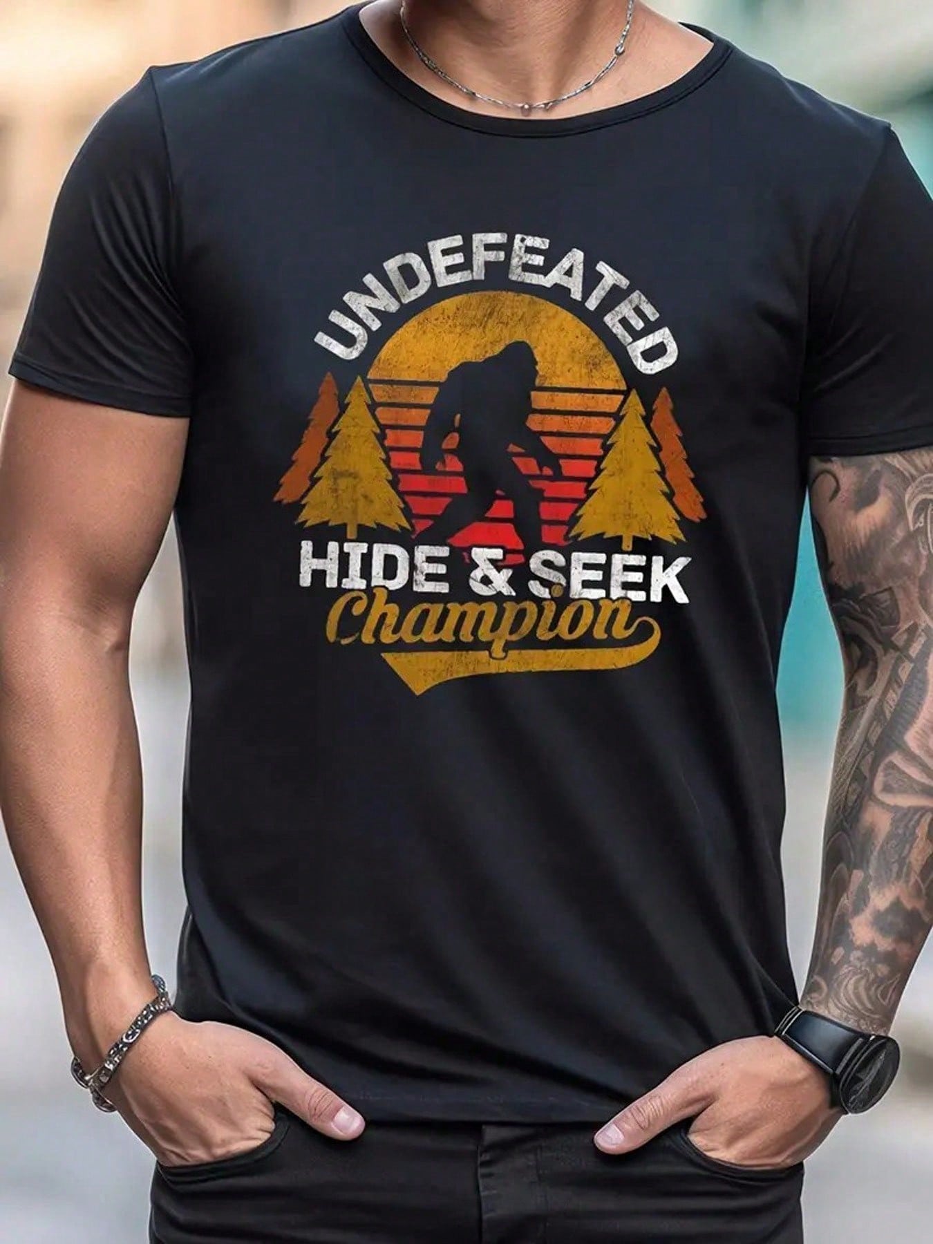 

100% Cotton,Vintage Bigfoot Printed T Shirt,Men s All Season Casual Graphic T Shirt,High Street Cotton T Shirt,Christmas Gift S разноцветный