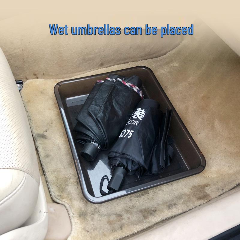 Car Interior Storage Tray: Plastic Shoe and Umbrella Organizer for Under-Seat Use