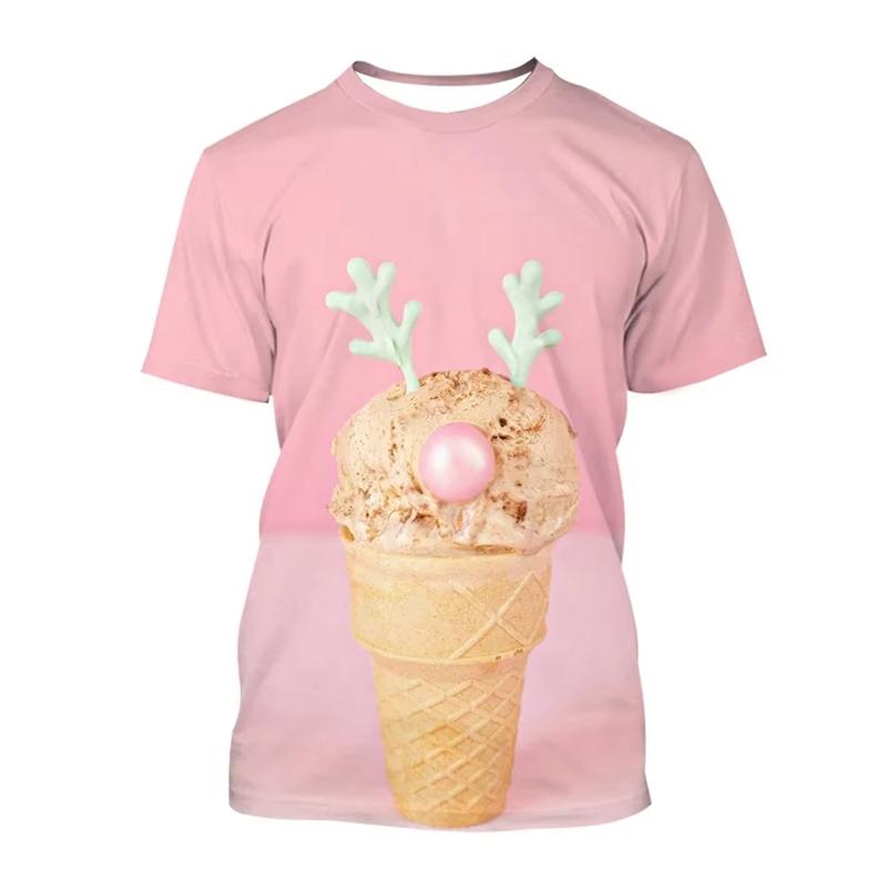 Ice Cream 3D Printing T-shirt Colorful Likeable Summer Clothing For T Shirt Men And Kids Funny Intersting Design 2024 New Tee