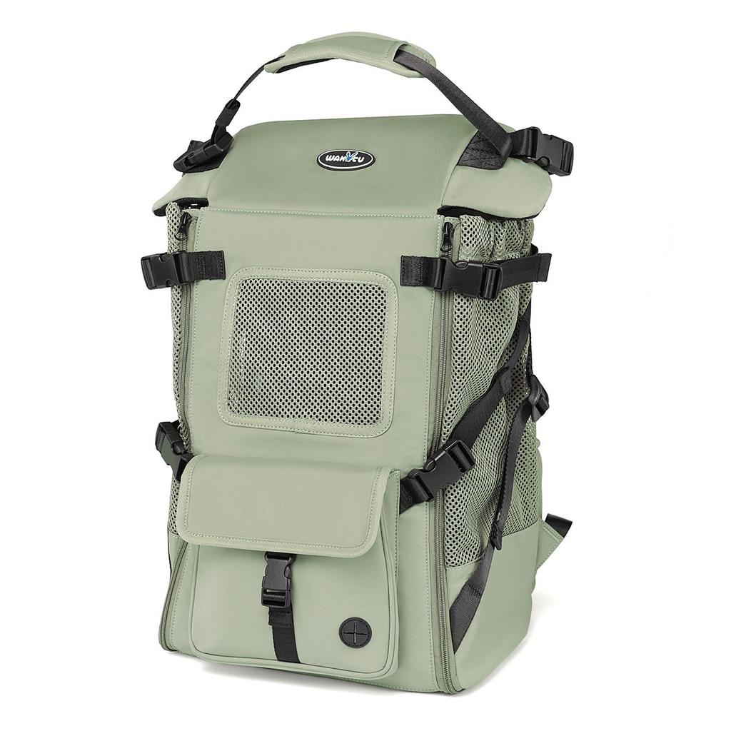 Wakytu British Pet Double Shoulder Backpack for Small & Medium Dogs - Large Capacity Outdoor Mountaineering Bag