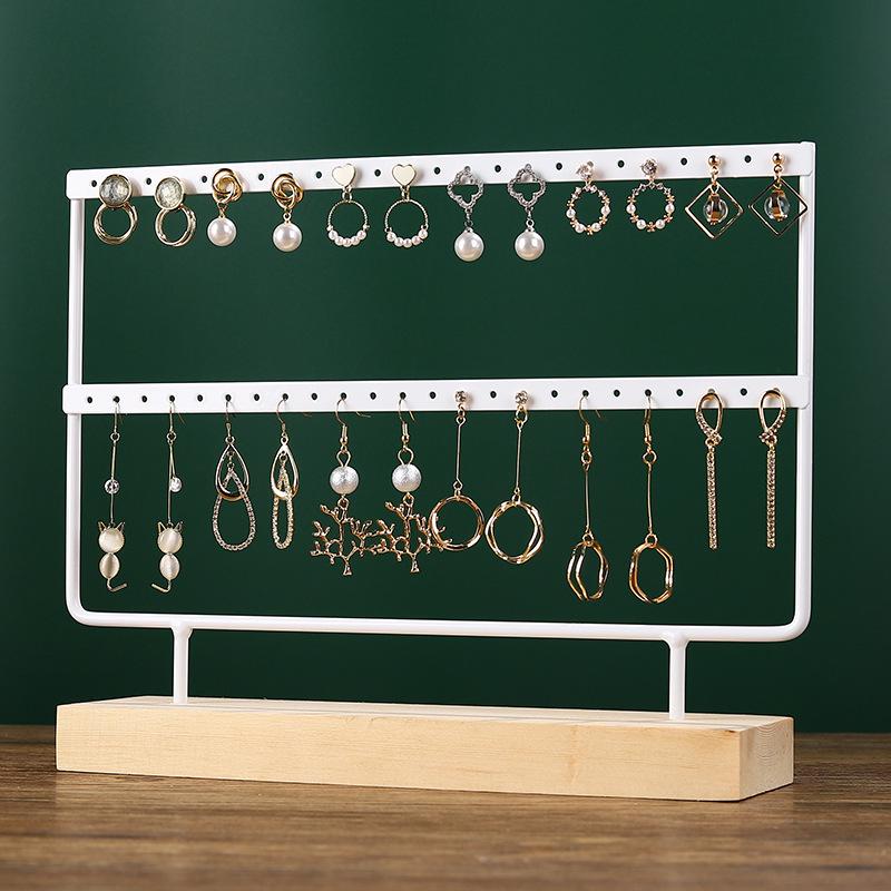 Solid Wood Iron Art Earring Holder Jewelry Display Stand for Home Storage and Hanging Ear Studs.