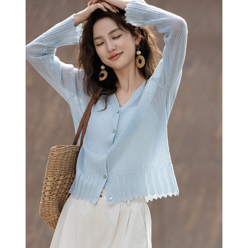 Demana Elegant Lyocell V-Neck Jacquard Knit Cardigan