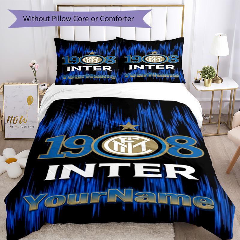 Inter Milan Customize Your Name Bedding Set Breathable Duvet Cover with Pillowcases Home Decoration Birthday Gift