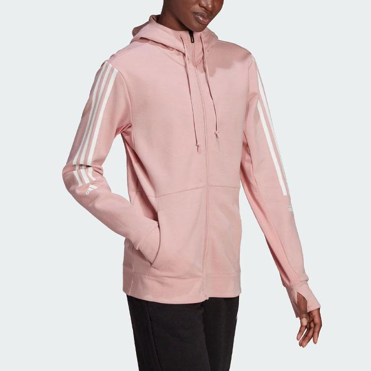 Adidas Aeroready Made For Hoodie Striped Color Block Quick-Dry Sports Jacket Women Jacket Miracle-Purple Pink HD1735