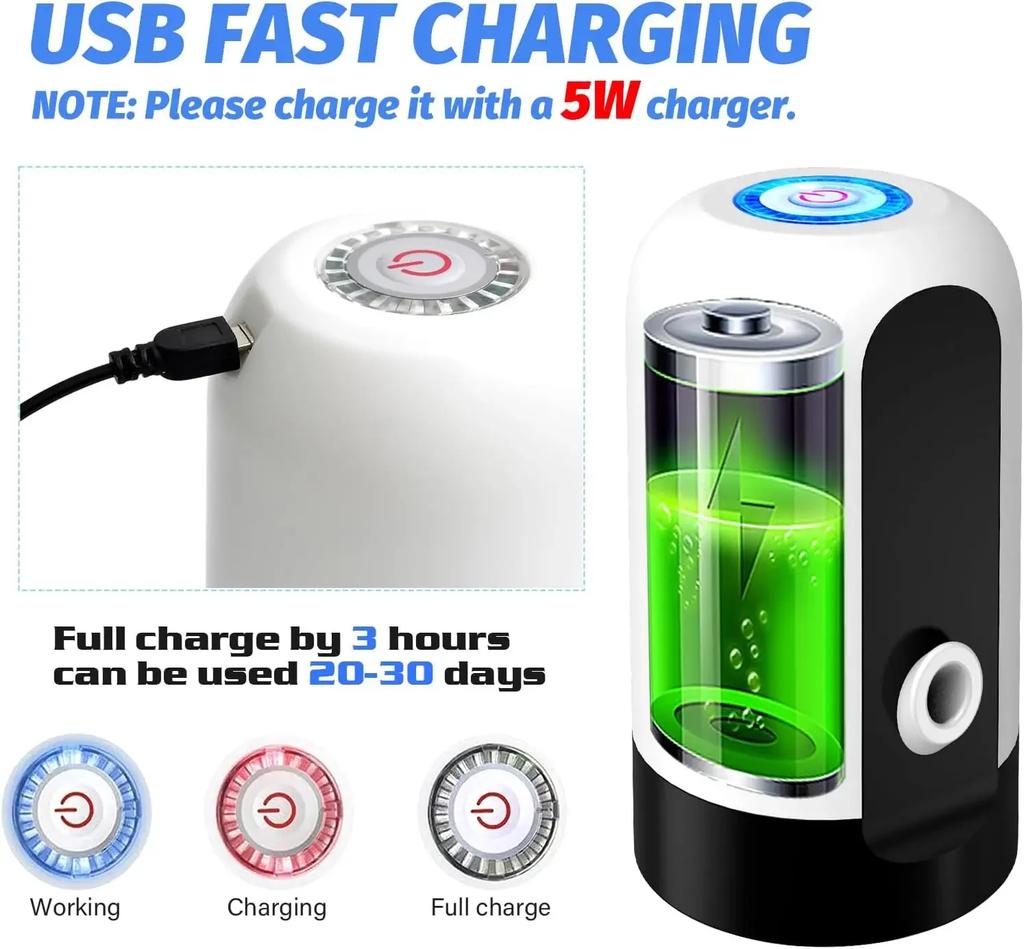 Wasserflaschenpumpe 5 Gallonen Tragbarer Elektrischer Wasserspender Schalter Mini Wasserkanister Spender für Camping Küche Zuhause Küche