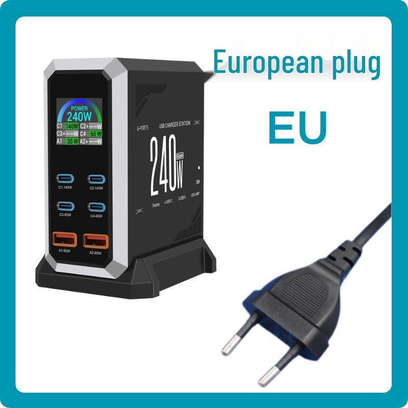 240W GaN Multi-Port USB Fast Charger with Dynamic Display