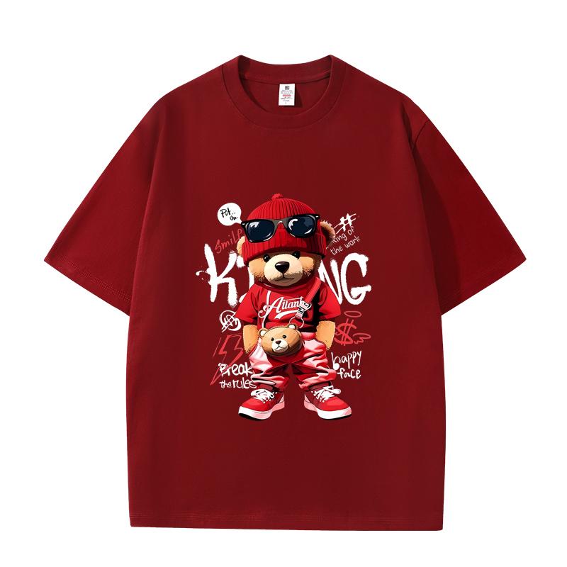 D06-52 MINISO 2026 Summer High-quality Printed Pure Cotton Shoulder Style Men's and Women's Round Neck Short Sleeved Couple T-shirt