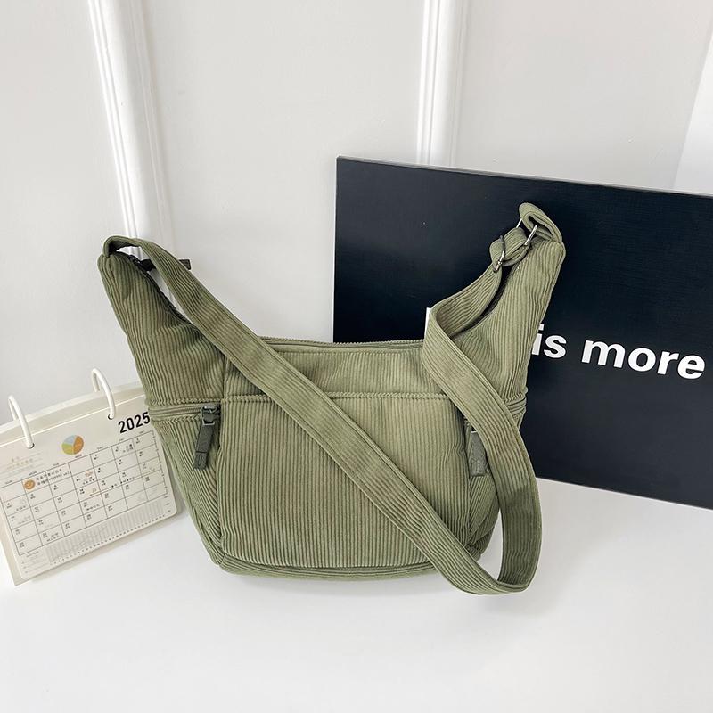 Hobo Bag Women's Large Capacity Shoulder Bag Commuter Corduroy Bag Student Class Crossbody Bag