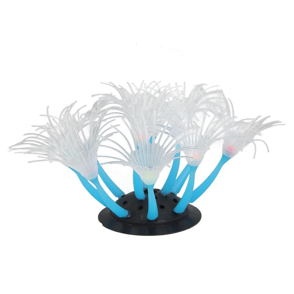 Aquarium Simulation Coral Lifelike Decorative Ornament Silicone Artificial Fish Tank Water Plant for Freshwater Blue