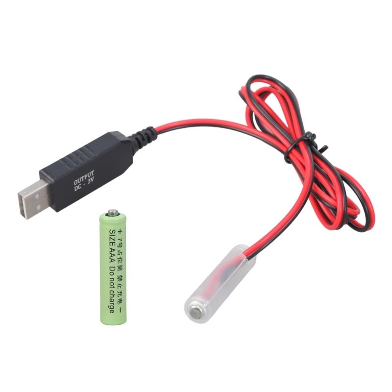 USB 5V To 3V (2x1.5V) 3A Dummy Battery Eliminators Cable for Remote Control Radio LED Light