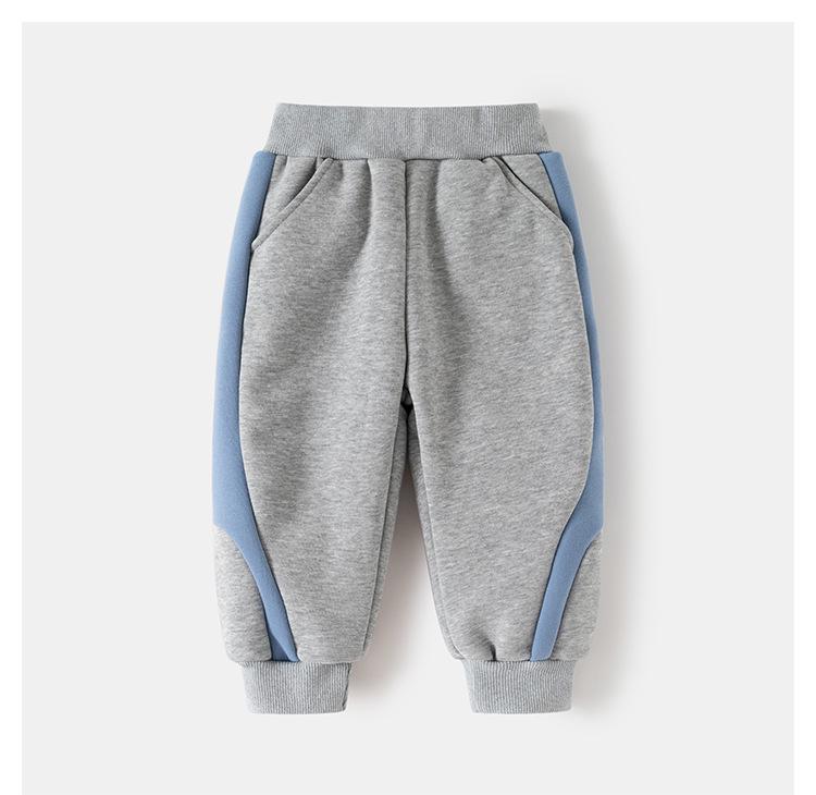 Boys Korean Style 2025 Sports Velvet Hoodie and Trousers Set