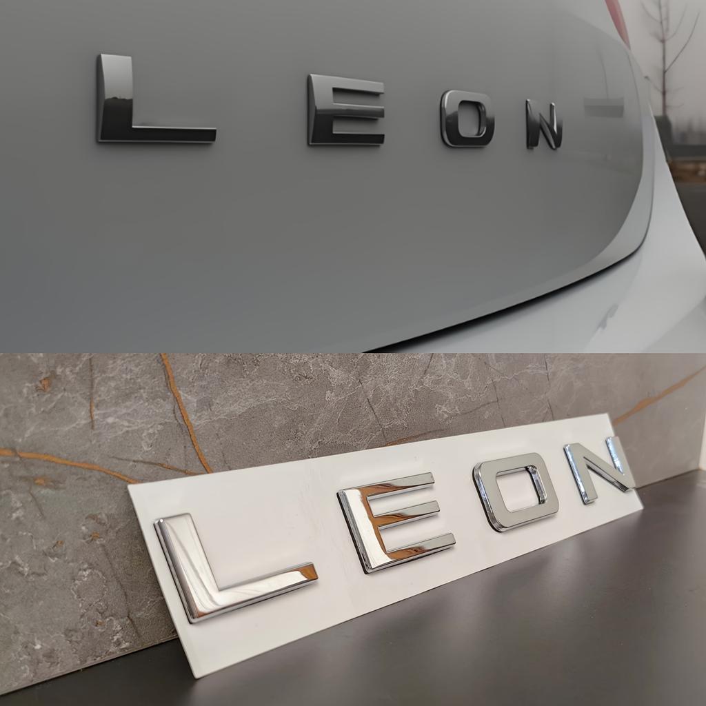 1 szt. Emblemat Samochodowy LEON Litera Bagażnik Tylna Naklejka Odznaka Samochodowa Naklejka Dekoracja 3D Logo Naklejka na Zewnątrz Samochodu Akcesoria Samochodowe