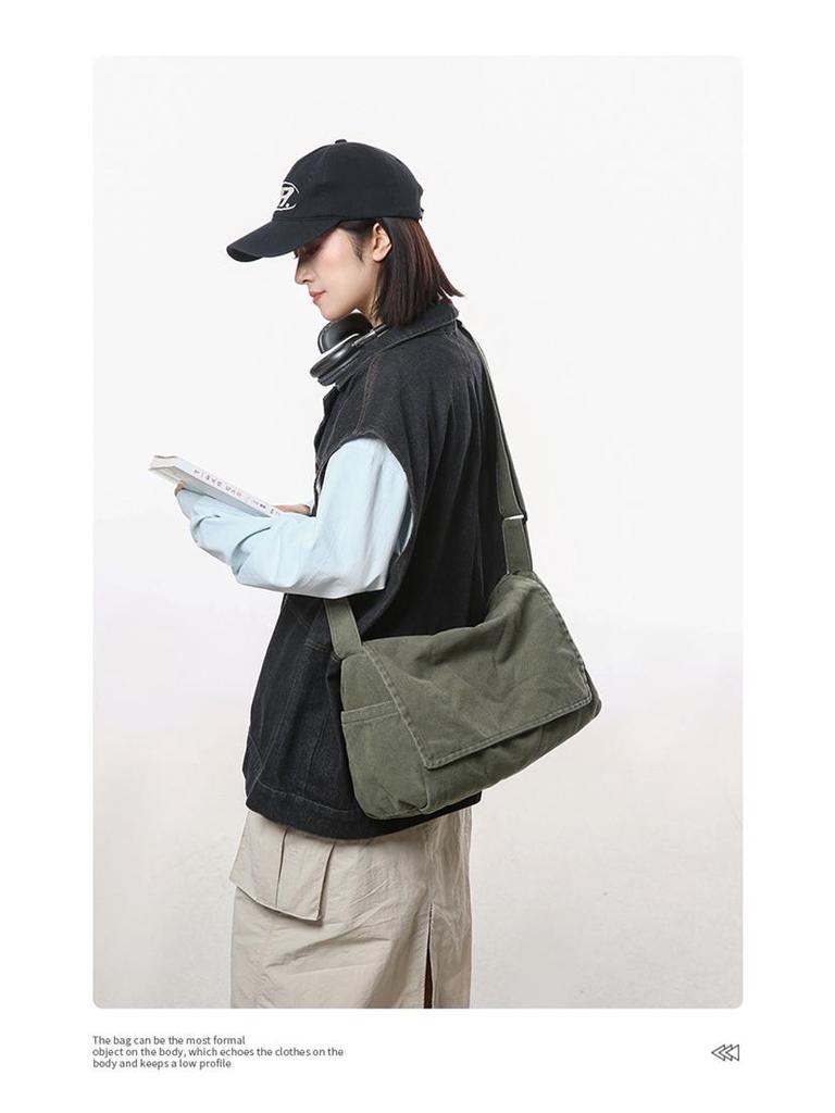 Grand sac bandoulière en toile pour femmes: Style Rétro Japonais, Sac à Dos Polyvalent pour Étudiants