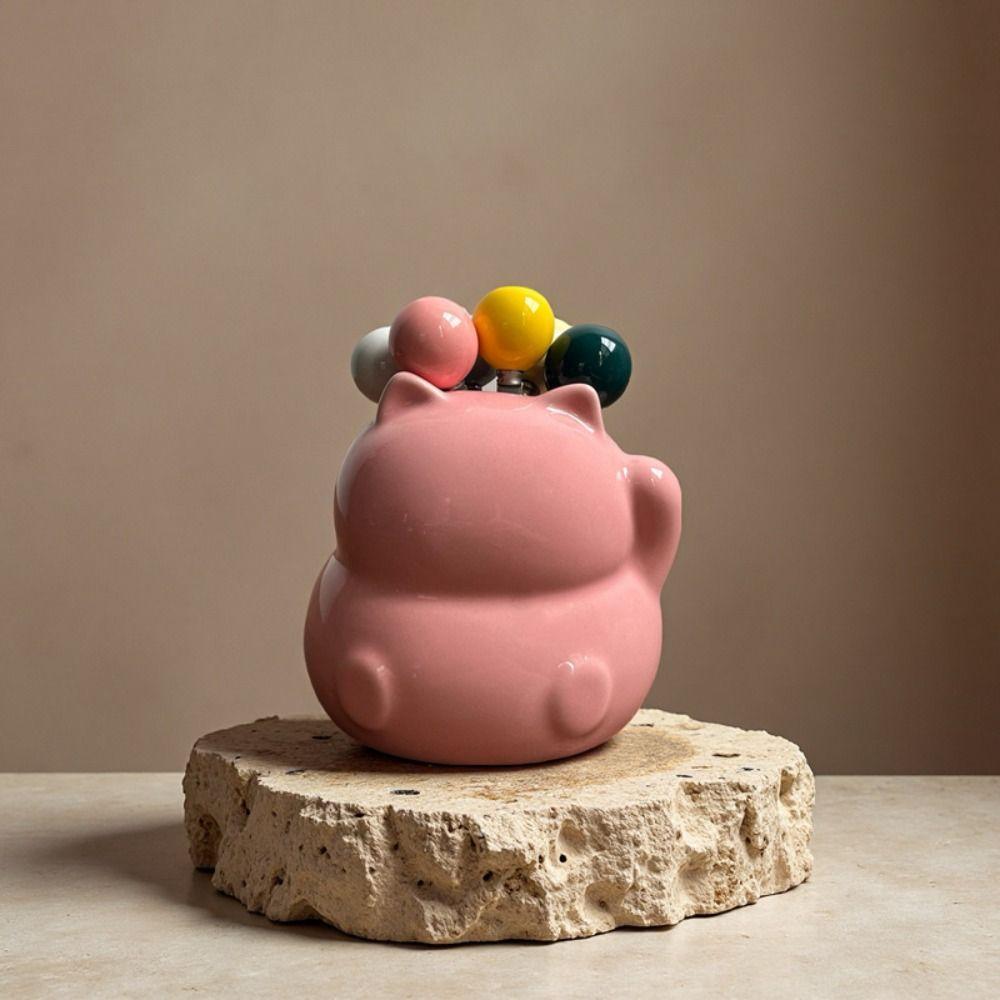 Cartoon Cat Ceramic Fruit Forks Set Ins Style Solid Color Ceramic Fruit Forks Receipt Jar Comfortable Grip Creative