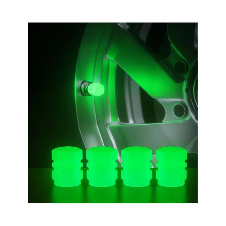 Glow In The Dark Luminous Valve Caps - Fluorescent Tire Hub Covers for Car Motorcycle Bike Wheel Decoration Plugs
