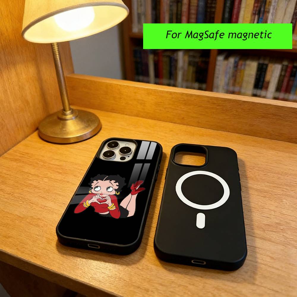 C-Cute cartoon B-Betty B-Boop Phone Case For iPhone17,16,15,14,13,12,11 Plus,Pro Magnetic For Magsafe Wireless Charging iPhone12